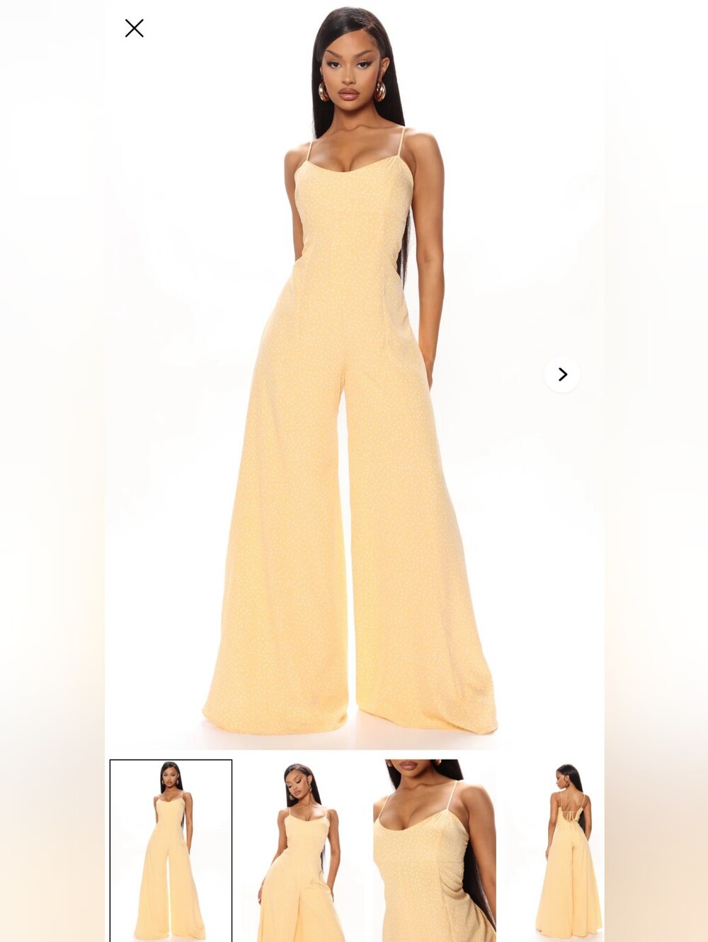 Fashion Nova Yellow Spotted Wide-Leg Jumpsuit